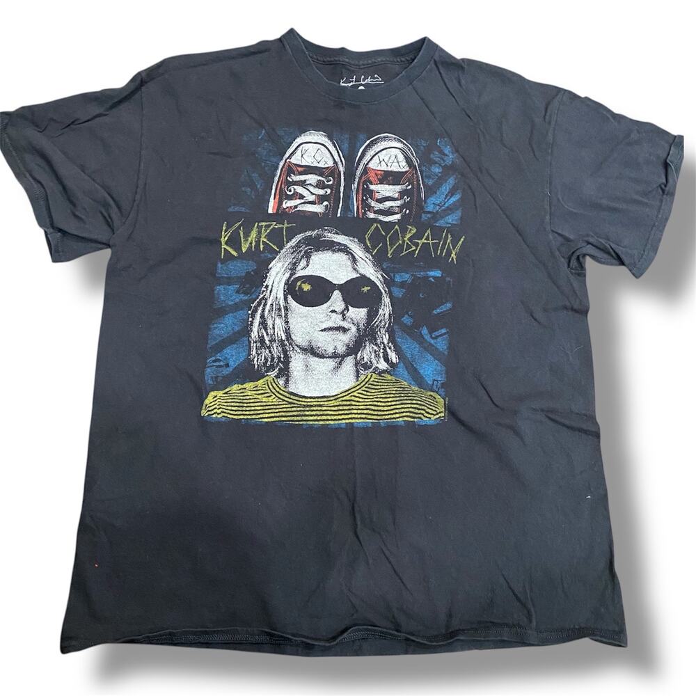 Kurt Cobain Tee Size Extra Large Unisex Graphic on Black T-Shirt Nirvana